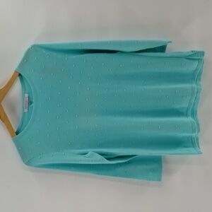 Allison Daley sweater swiss dot small petite SP green elbow sleeve lightweight